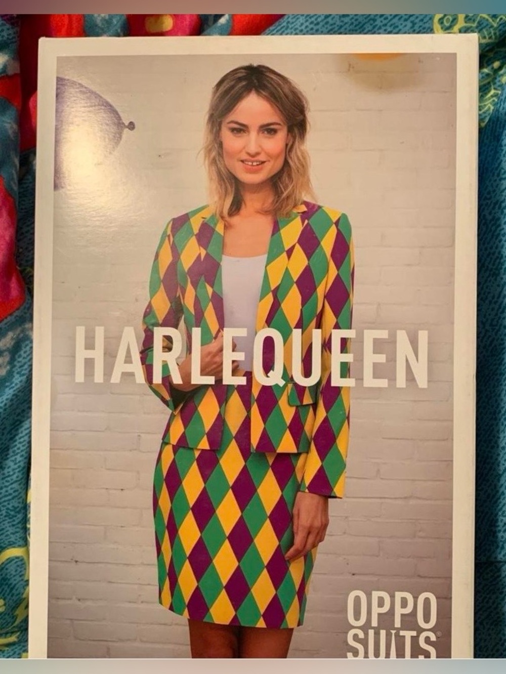 OppoSuits Size 12 Harlequin Blazer & Skirt in Yellow, Green & Purple